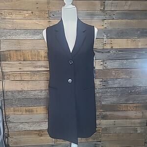 Long Vest Womens XS NWT Black Worthington Business Professional Meeting Top